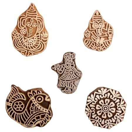 Set of 5 Piece New Mix Wooden Printing Block